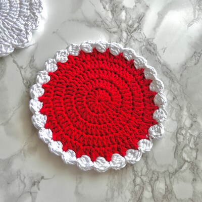 Christmas Edition Crochet Coaster - Handmade 100percent Cotton Holiday Decor - image3